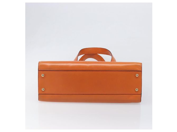 Céline CELINE Star Ball Tote Bag aus Leder Orange Goldfarben Auth 202281A - Ansicht 5
