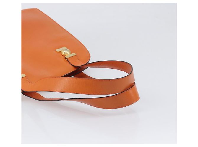 Céline CELINE Star Ball Tote Bag aus Leder Orange Goldfarben Auth 202281A - Ansicht 7
