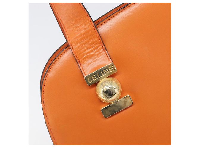 Céline CELINE Star Ball Tote Bag aus Leder Orange Goldfarben Auth 202281A - Ansicht 9