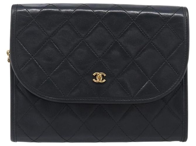 Borsa a tracolla CHANEL Matelasse con catena in pelle d'agnello nera e oro CC Auth 200579V Nero D'oro - vista 13