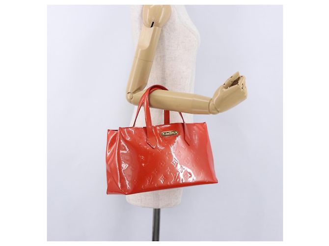 Borsa LOUIS VUITTON Vernis Bluebird Wilshire PM Bag Orenge Sunset M93644 Auth 197286 - vista 24