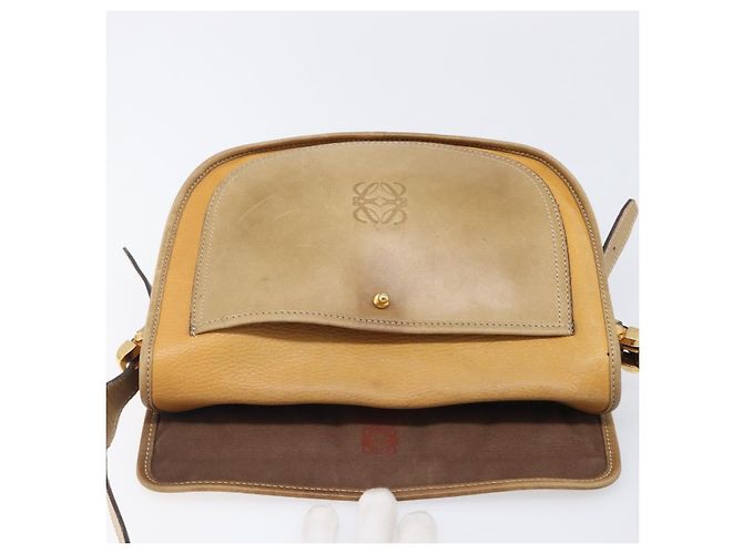 Borsa a tracolla LOEWE in pelle beige tono oro Auth ka6169 - vista 20
