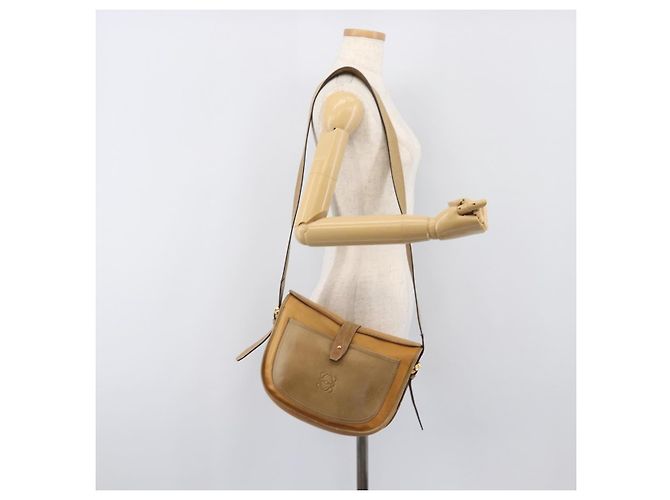 Borsa a tracolla LOEWE in pelle beige tono oro Auth ka6169 - vista 27