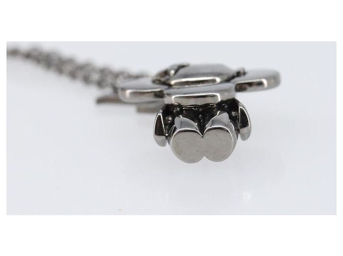 LOUIS VUITTON Collana Pendente Vivienne Metallo Nero Argento M00831 Auth 202825M - vista 10