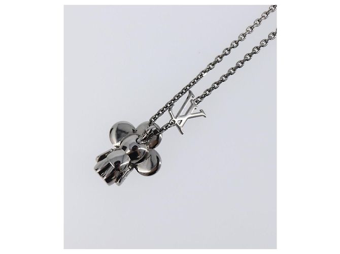 LOUIS VUITTON Collana Pendente Vivienne Metallo Nero Argento M00831 Auth 202825M - vista 13