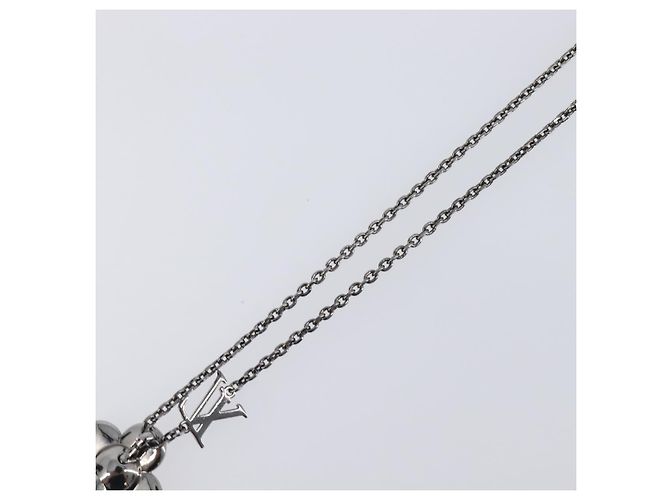 LOUIS VUITTON Collana Pendente Vivienne Metallo Nero Argento M00831 Auth 202825M - vista 14
