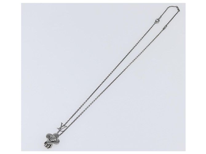 LOUIS VUITTON Collana Pendente Vivienne Metallo Nero Argento M00831 Auth 202825M - vista 2