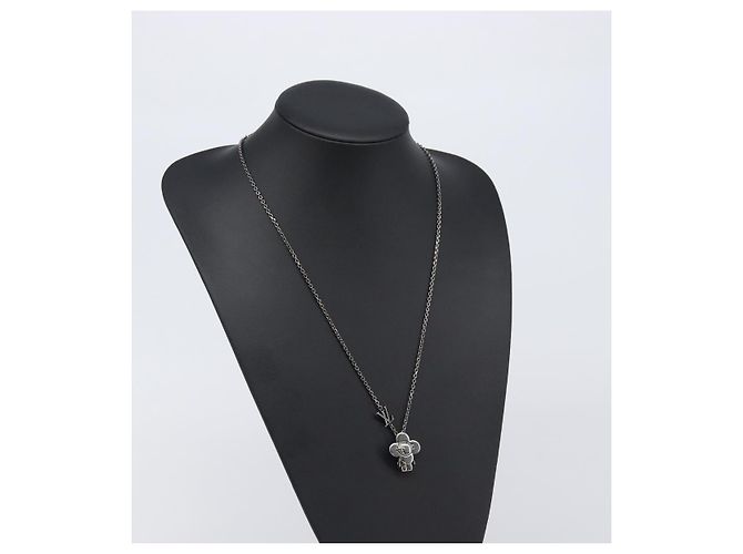 LOUIS VUITTON Collana Pendente Vivienne Metallo Nero Argento M00831 Auth 202825M - vista 22
