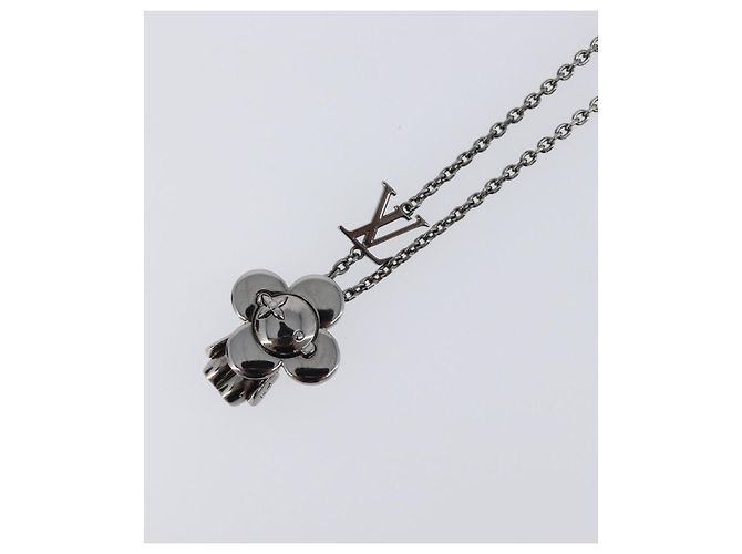 LOUIS VUITTON Collana Pendente Vivienne Metallo Nero Argento M00831 Auth 202825M - vista 3