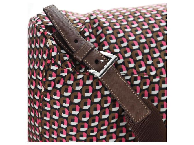 Mochila PRADA Nylon Pink Brown Auth 199345V Castaño Rosa - vista 10