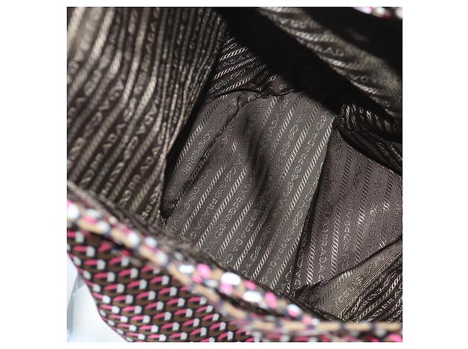 Mochila PRADA Nylon Pink Brown Auth 199345V Castaño Rosa - vista 11