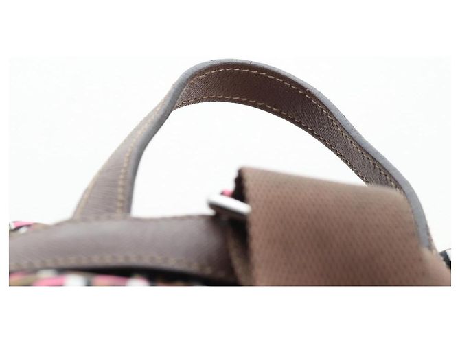 Mochila PRADA Nylon Pink Brown Auth 199345V Castaño Rosa - vista 14