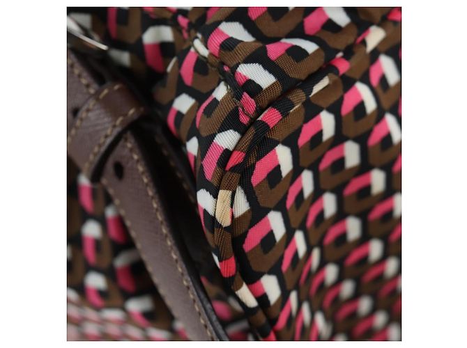 Mochila PRADA Nylon Pink Brown Auth 199345V Castaño Rosa - vista 18