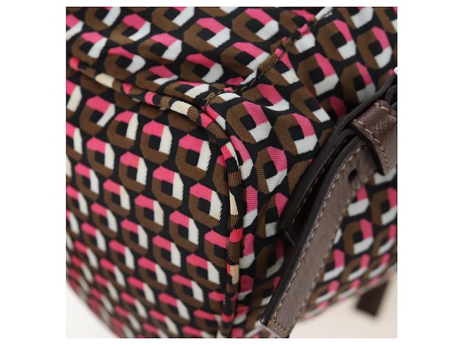 Mochila PRADA Nylon Pink Brown Auth 199345V Castaño Rosa - vista 19