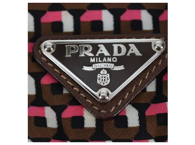 Mochila PRADA Nylon Pink Brown Auth 199345V Castaño Rosa - vista 20