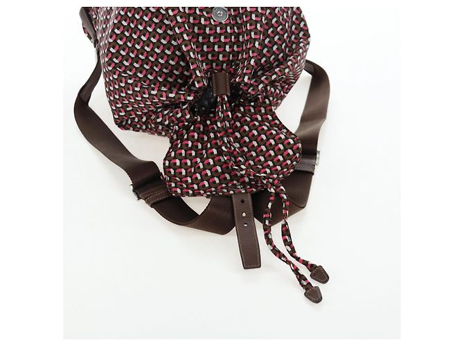 Mochila PRADA Nylon Pink Brown Auth 199345V Castaño Rosa - vista 22