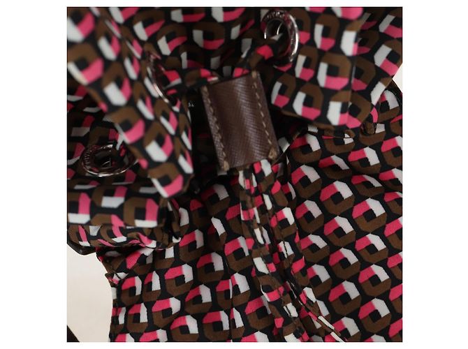Mochila PRADA Nylon Pink Brown Auth 199345V Castaño Rosa - vista 24