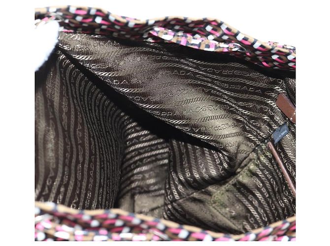 Mochila PRADA Nylon Pink Brown Auth 199345V Castaño Rosa - vista 26