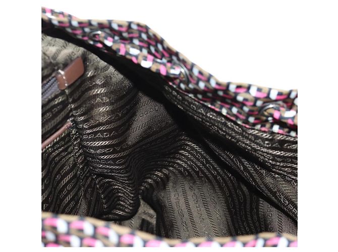 Mochila PRADA Nylon Pink Brown Auth 199345V Castaño Rosa - vista 27