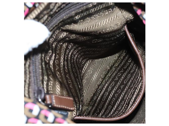 Mochila PRADA Nylon Pink Brown Auth 199345V Castaño Rosa - vista 28
