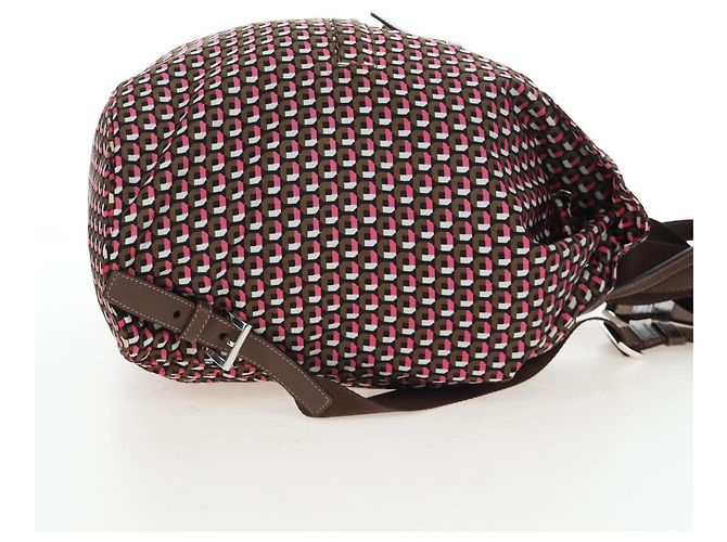 Mochila PRADA Nylon Pink Brown Auth 199345V Castaño Rosa - vista 4