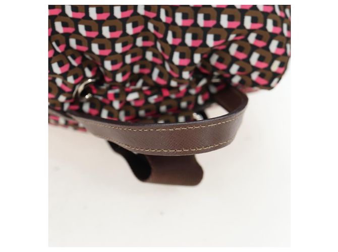 Mochila PRADA Nylon Pink Brown Auth 199345V Castaño Rosa - vista 7