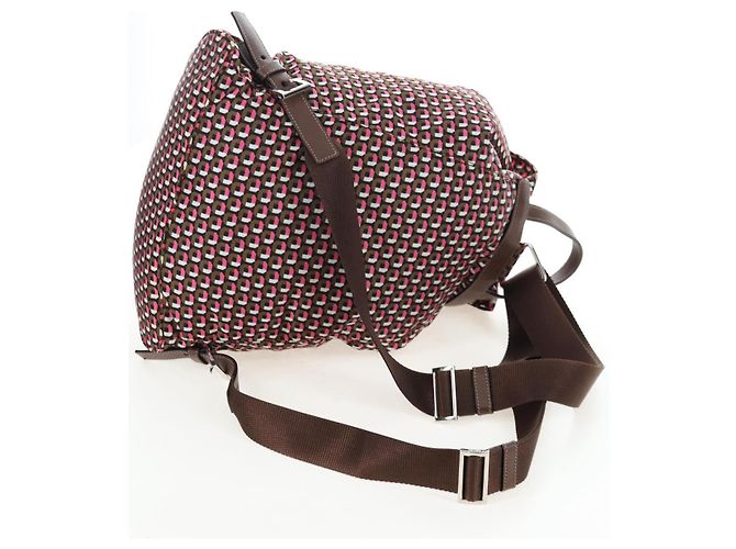 Mochila PRADA Nylon Pink Brown Auth 199345V Castaño Rosa - vista 8