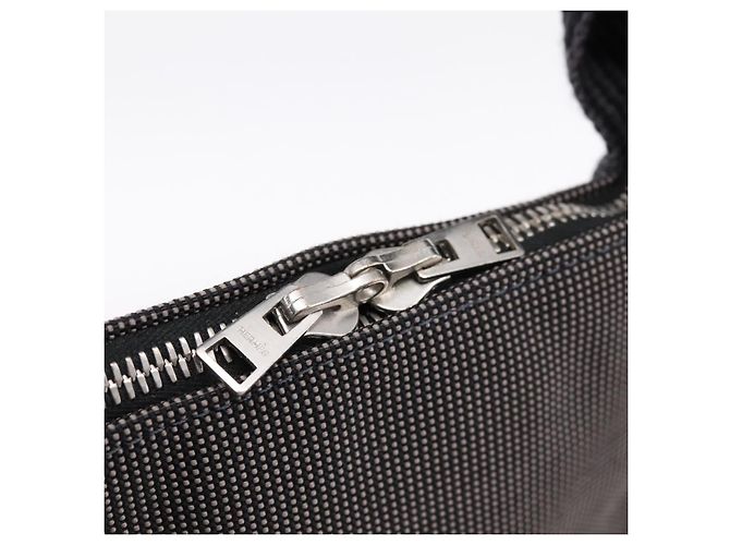 Hermès HERMES Her Line Porte Documents Handtasche Canvas Gray Silver Auth 202855A Braun Silber - Ansicht 10