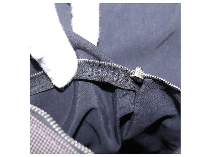 Hermès HERMES Her Line Porte Documents Handtasche Canvas Gray Silver Auth 202855A Braun Silber - Ansicht 12