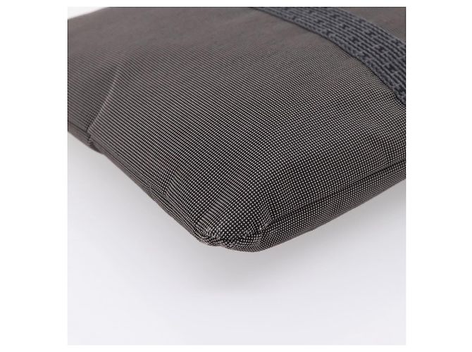 Hermès HERMES Her Line Porte Documents Handtasche Canvas Gray Silver Auth 202855A Braun Silber - Ansicht 9