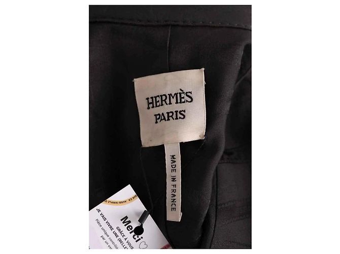 Abrigo Hermès de cuero marrón Castaño - vista 4