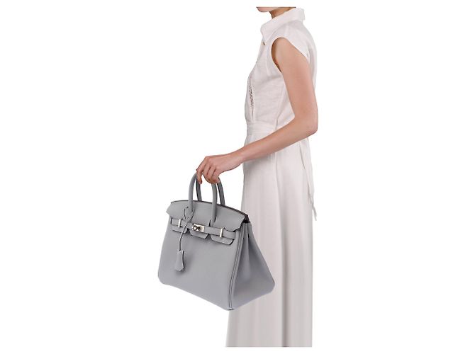 Hermès Borsa HERMES Birkin 25 in Pelle Grigia - 103898 Grigio - vista 13