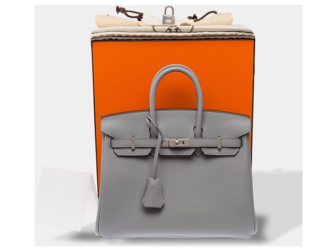 Hermès Borsa HERMES Birkin 25 in Pelle Grigia - 103898 Grigio - vista 2