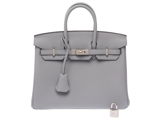 Hermès Borsa HERMES Birkin 25 in Pelle Grigia - 103898 Grigio - vista 3