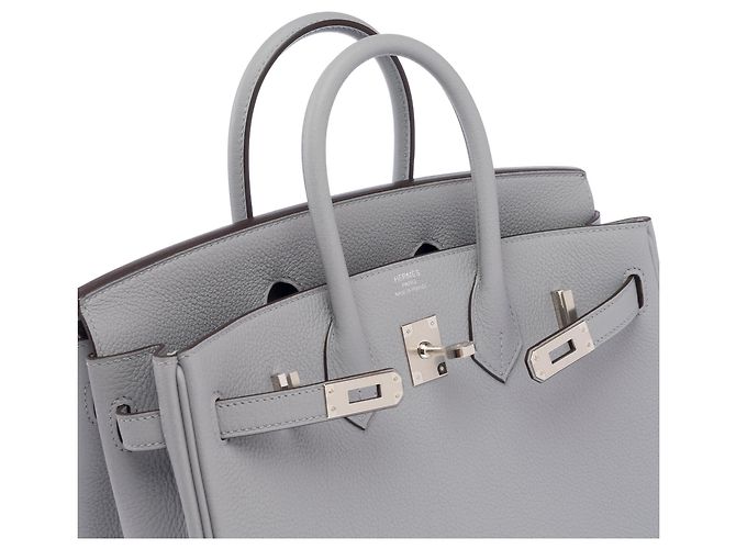 Hermès Borsa HERMES Birkin 25 in Pelle Grigia - 103898 Grigio - vista 7