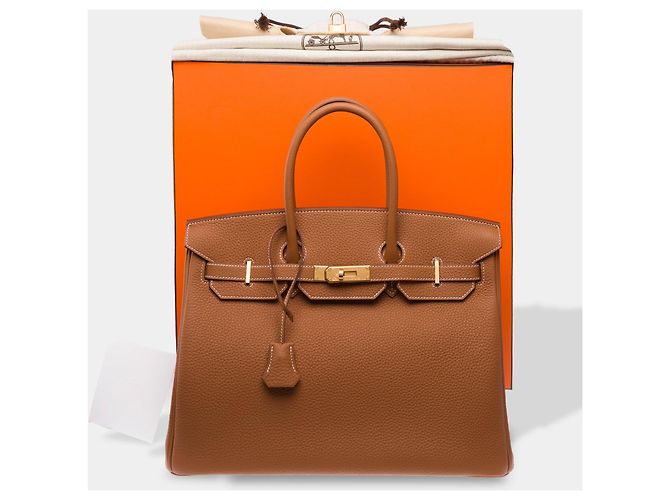 Hermès Borsa HERMES Birkin 35 in Pelle Doré - 103895 D'oro - vista 2