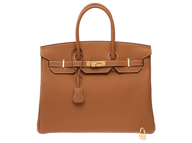 Hermès Borsa HERMES Birkin 35 in Pelle Doré - 103895 D'oro - vista 3