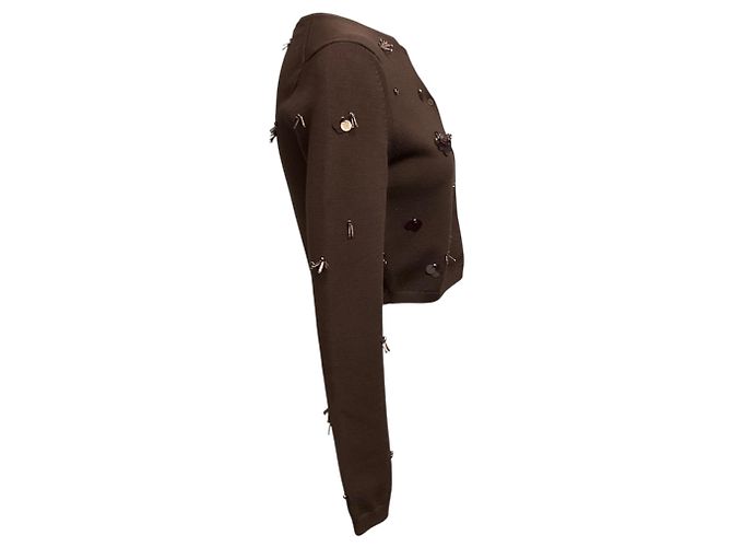 Jonathan Simkhai Simkhai Brown Zadie Embellished Cropped Cardigan Braun - Ansicht 2