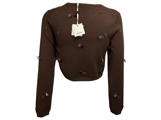 Jonathan Simkhai Simkhai Brown Zadie Embellished Cropped Cardigan Braun - Ansicht 3