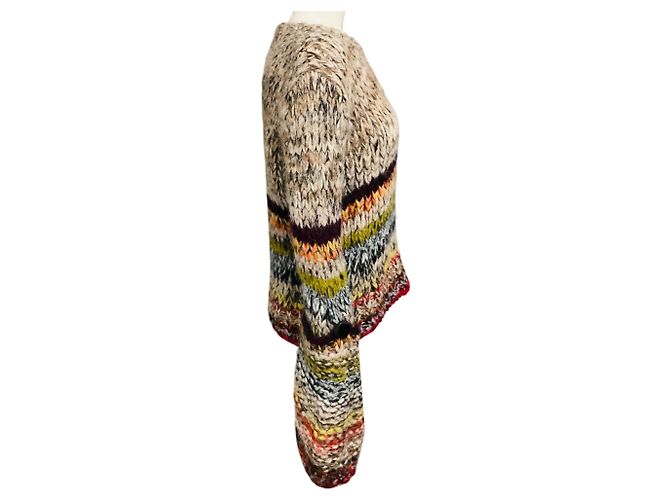 Stella Mc Cartney Stella McCartney beige mehrfarbig gestreifter Strickpullover aus Alpaka und Wolle Mehrfarben - Ansicht 2