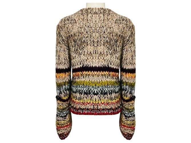 Stella Mc Cartney Stella McCartney beige mehrfarbig gestreifter Strickpullover aus Alpaka und Wolle Mehrfarben - Ansicht 3