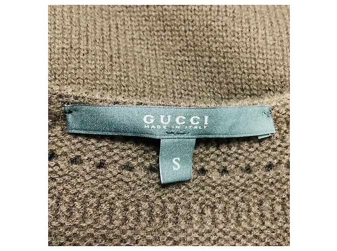 Gucci brauner Wollstrickpullover mit Verzierungen und Quasten-Details - Ansicht 4
