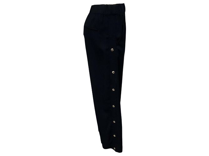 A.L.C. Navy Blue Wool Jackson Pants with Snap Buttons - view 2