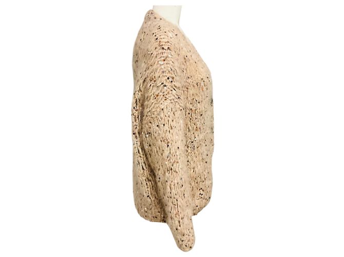 Brunello Cucinelli Beige Grobstrick-Cardigan mit bunten Pailletten Mehrfarben - Ansicht 2