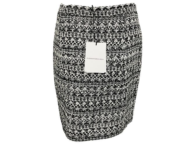 Minifalda de tweed con lentejuelas negro / blanco Alessandra Rich - vista 3