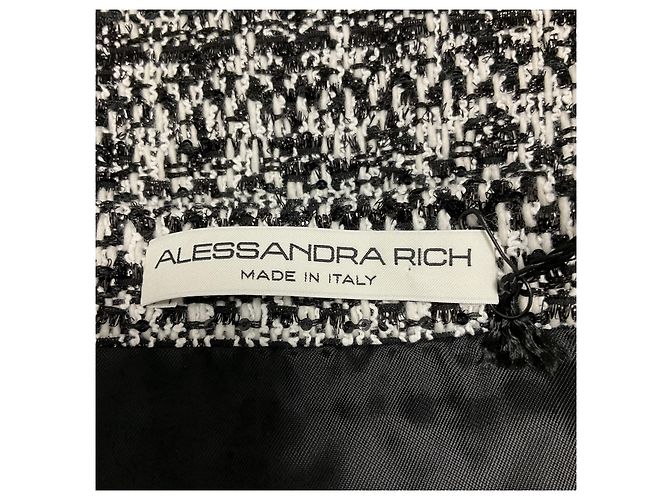 Minifalda de tweed con lentejuelas negro / blanco Alessandra Rich - vista 4