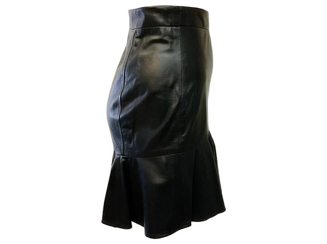 Saia mini Kaye em couro preto Veronica Beard - vista 2