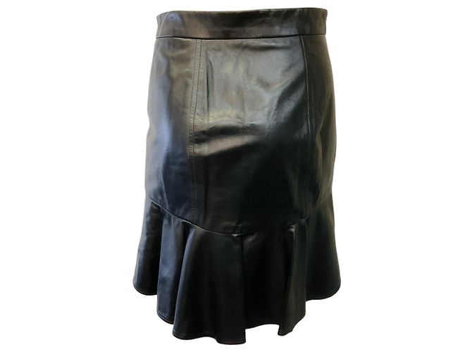 Saia mini Kaye em couro preto Veronica Beard - vista 3
