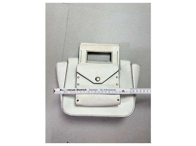 Céline Square Medium Handbag White Leather - view 13