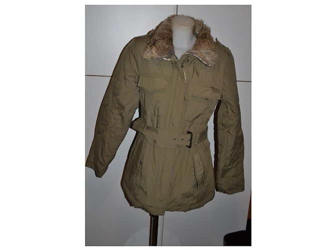 Parka Woolrich para mujer con ribete de piel, Caqui - vista 2